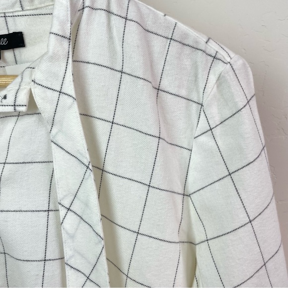 Madewell Flannel Tie-Neck Button Down Shirt in Windowpane K0191 Size Small New - Picture 8 of 16